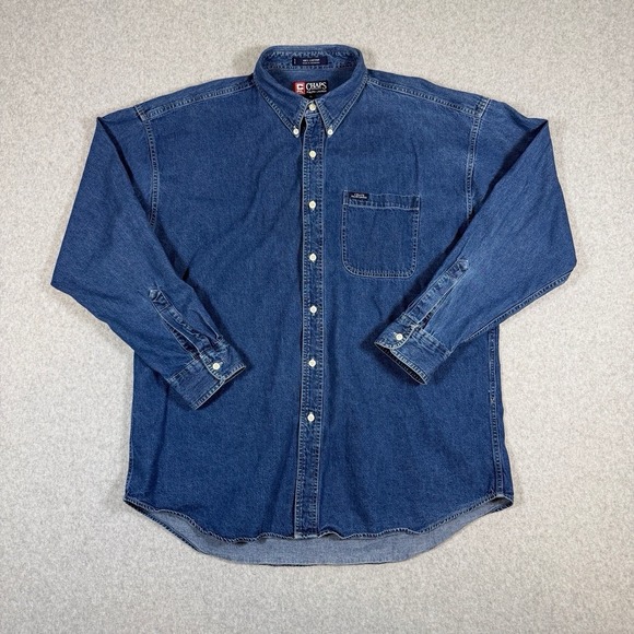 Chaps Other - Vintage Chaps Ralph Lauren Shirt Mens XL Blue Denim Oversized Button Up Western
